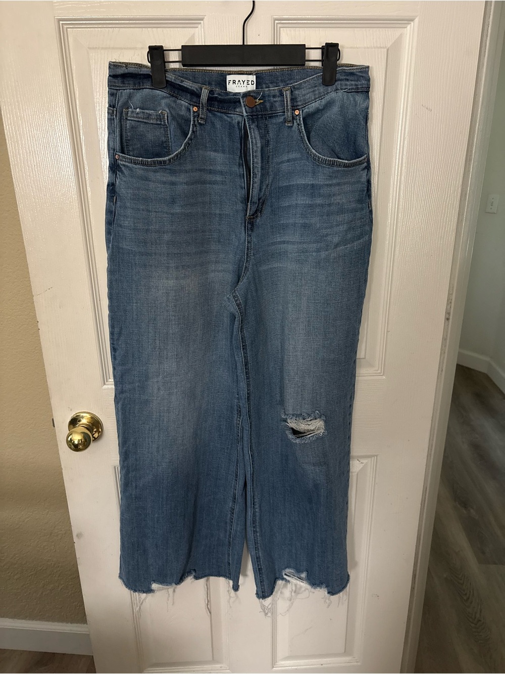 Frayed Women's High-Rise Distressed Blue Denim Jeans